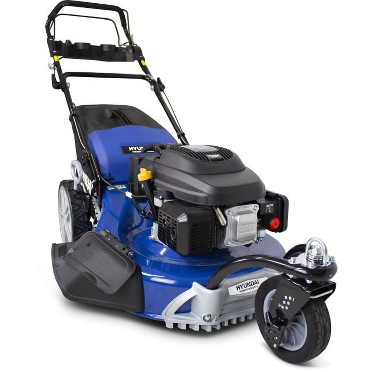 Tondeuse thermique autotractée HYUNDAI – 56 cm – 3 roues – 196 CC – Démarrage électrique Mulching