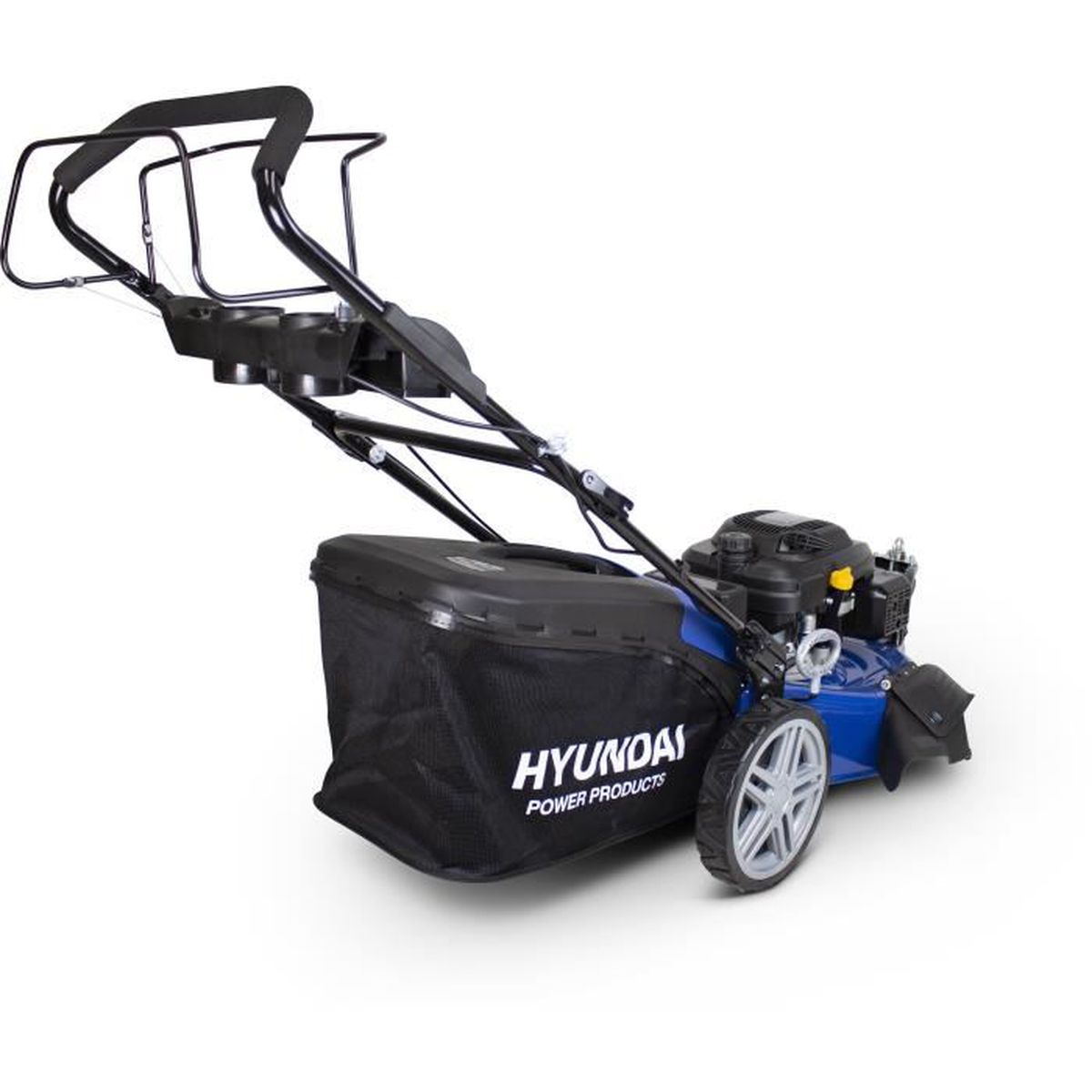 Tondeuse thermique autotractée HYUNDAI – 56 cm – 3 roues – 196 CC – Démarrage électrique Mulching